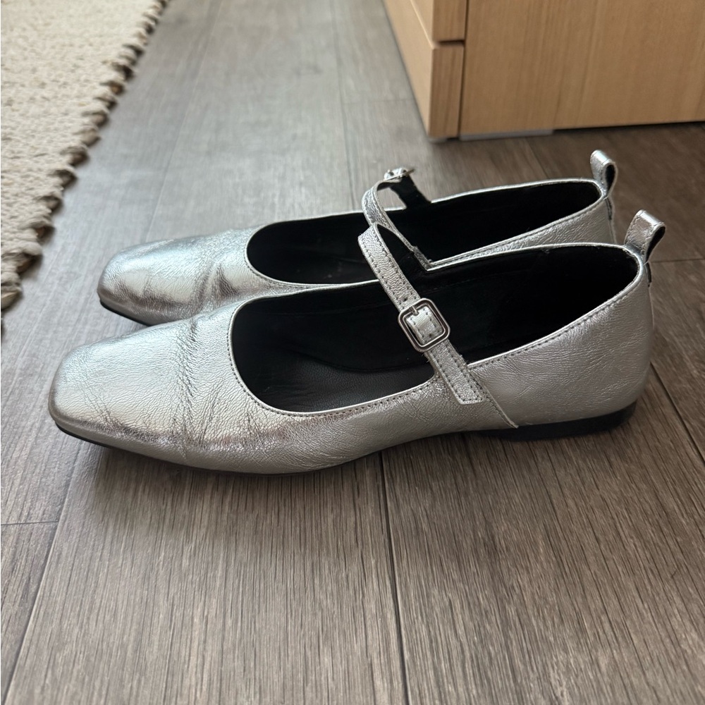 Silver Vagabond Mary Jane Flats